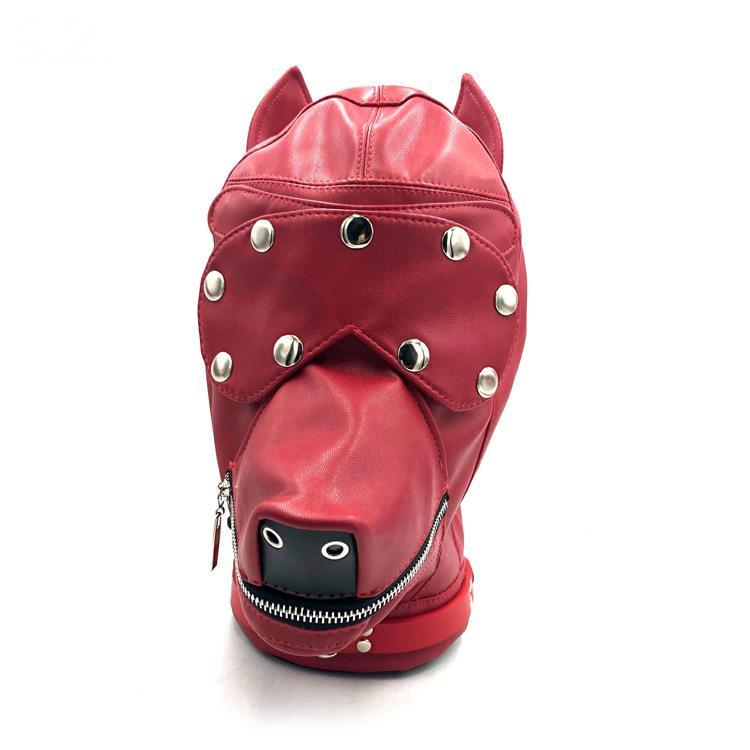 Women's Leather Bondage Hood Toy - Available in Multiple Colors