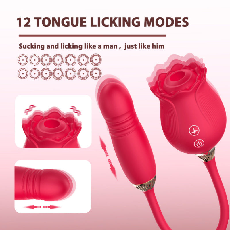 Rose Suction Telescopic Vibrator – Multi-Function Pleasure for Women