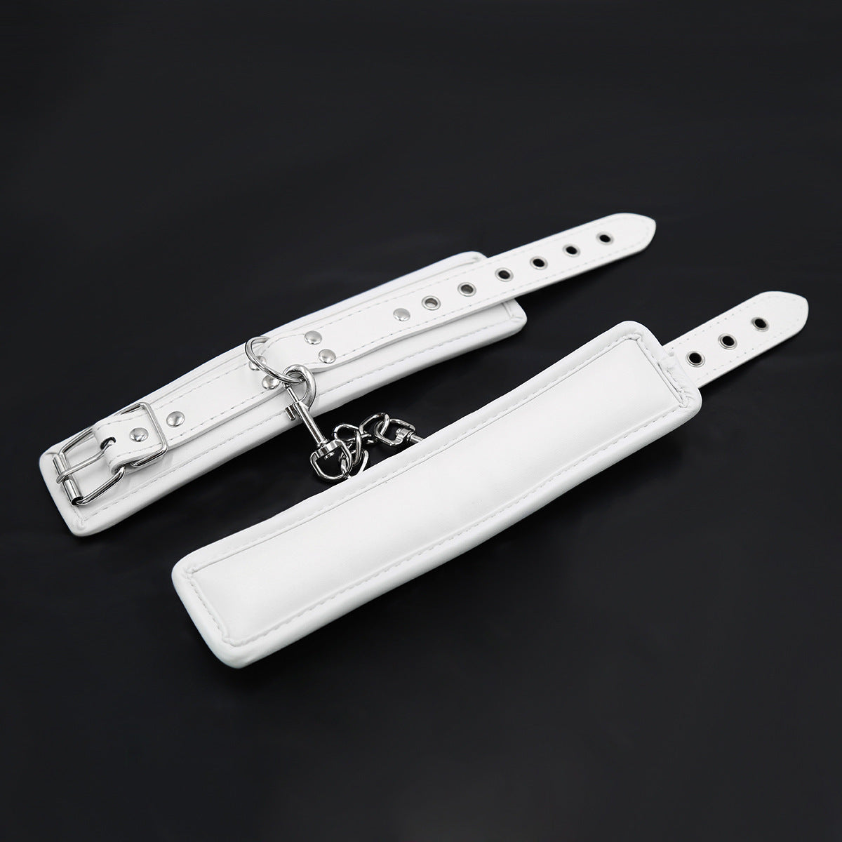 Premium White Leather Elastic Handcuffs for Couples - Plush Bondage Ankle Cuffs