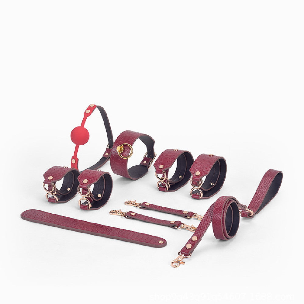 Multi-Piece Adjustable Bondage Set with Collar and Handcuffs