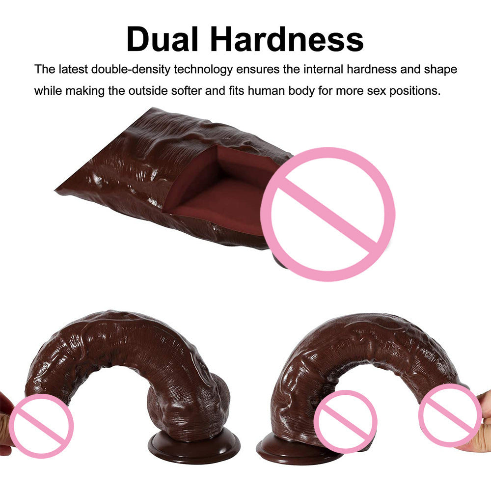 Simulated Silicone Dildo for Women - Realistic Brown Design, Manual Use