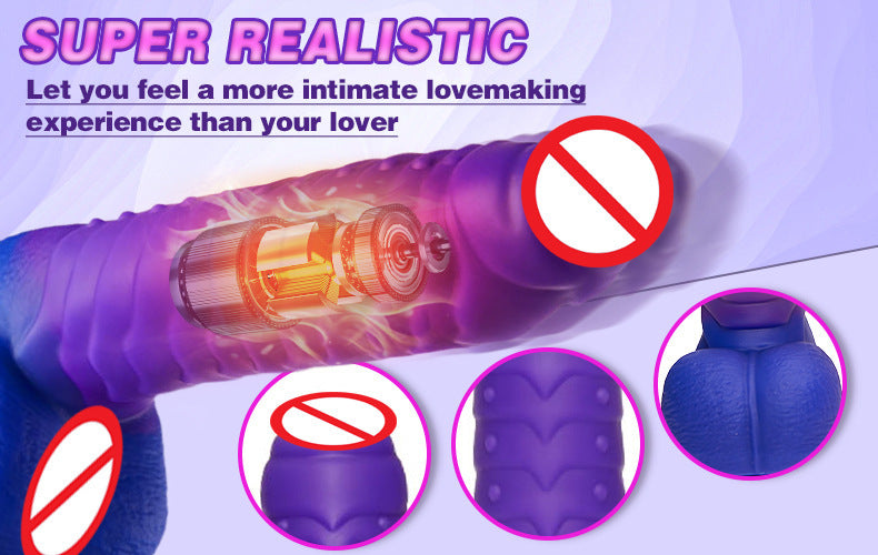 Telescopic Vibrating Dildo with Heating Function and Remote Control - Liquid Silicone Masturbation Device in Multiple Colors