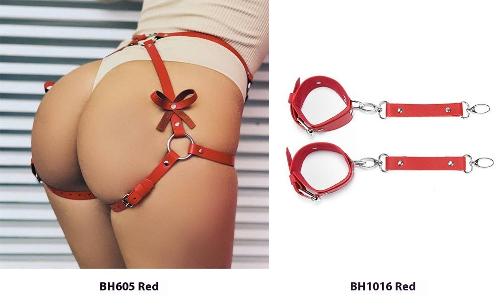 Female Handcuffs Suit with Waist Belt – Bondage Set in Multiple Colors