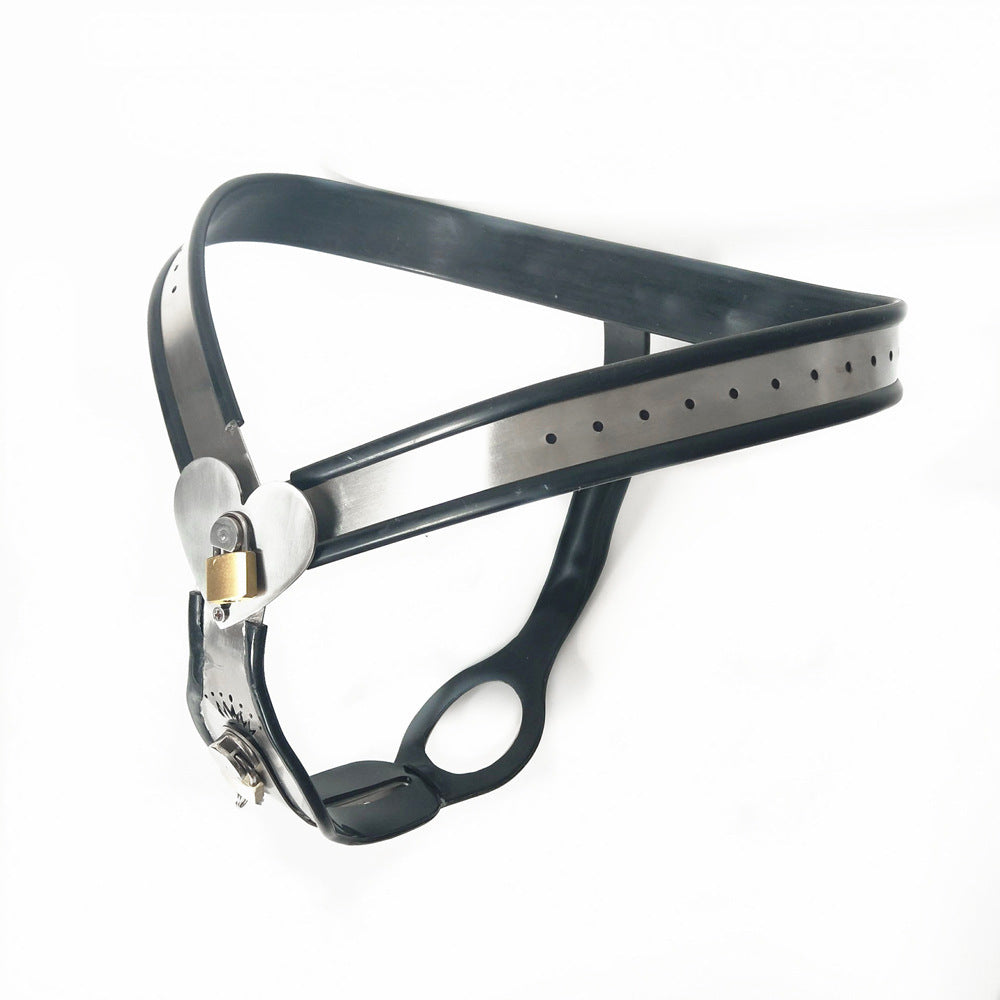Heart-Shaped Stainless Steel Women's Chastity Belt – Adjustable T-Style, Secure Fit