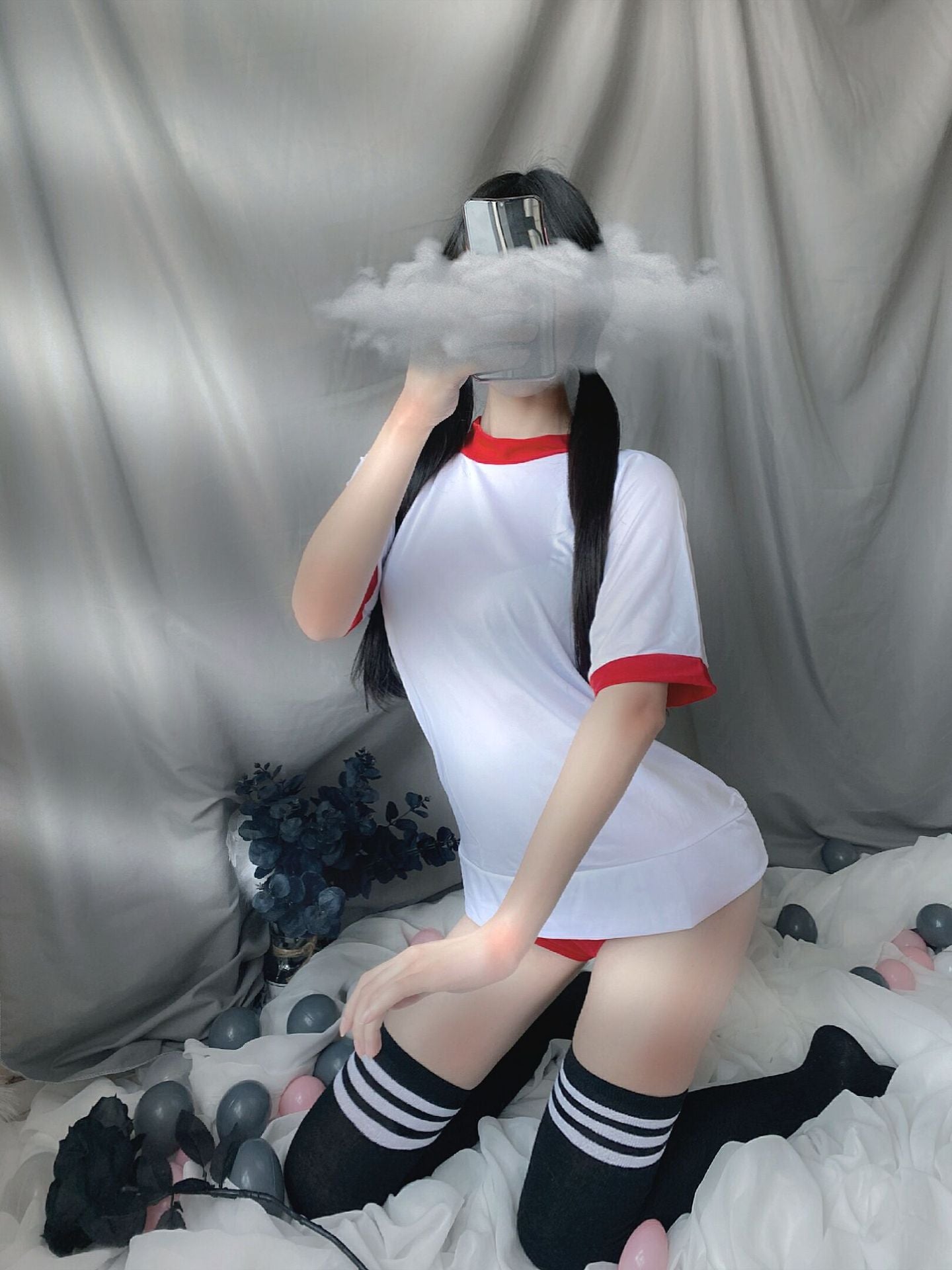 Japanese School Uniform Student Suit – Women's Round Neck Top & Shorts Set in Red & Blue