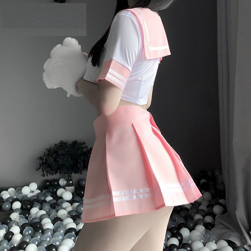 Student Split Short-Sleeved Pleated Skirt Sailor Uniform Suit | Cosplay Outfit for Women
