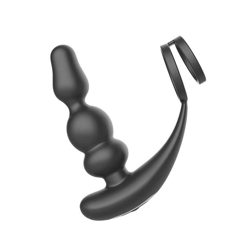 Wireless Remote Control Double Ring Rotating Prostate Massager – Black Silicone