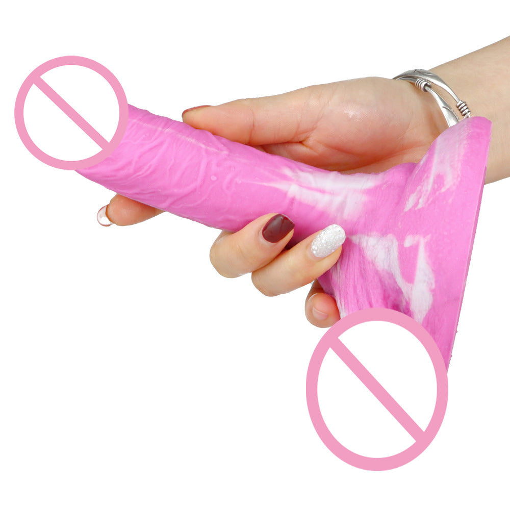 Mixed Color Liquid Silicone Replica Dildo with Butt Plug - Pink, Meat King G Powder