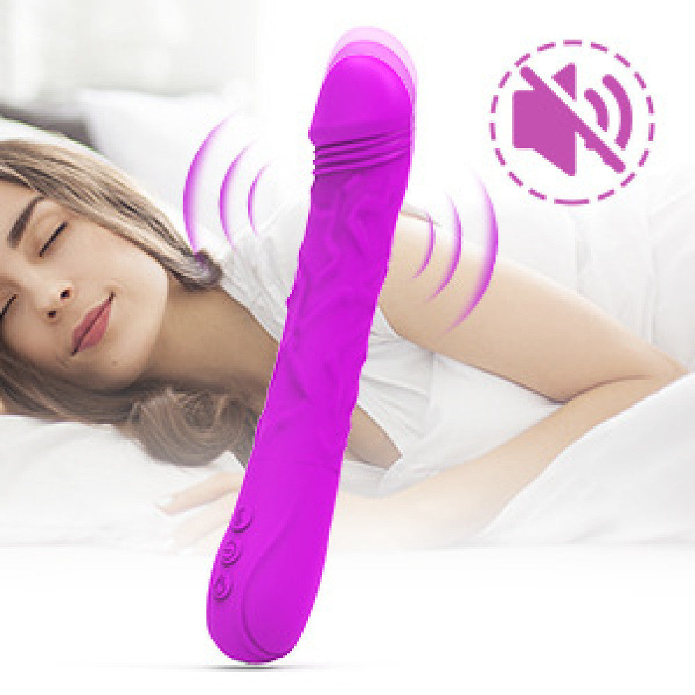 Heating & Telescopic Vibrating Silicone Toy for Women – Available in Purple & Flesh Tone