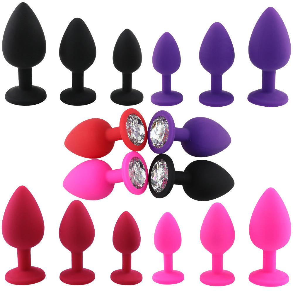 Silicone Anal Plug Set with Colorful Diamond Base - Variety of Sizes and Colors