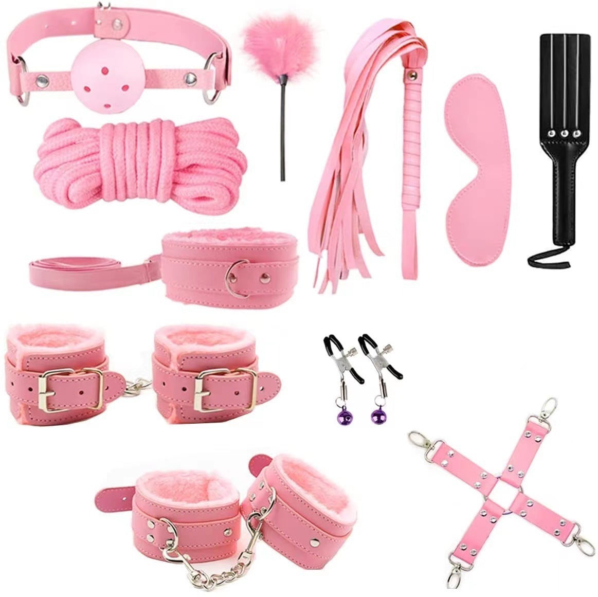 Deluxe Plush Leather 11-Piece Bondage Kit
