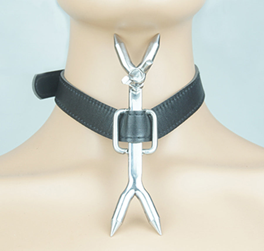 Leather Bondage Collar for Men & Women | Stainless Steel BDSM Restraint Toy