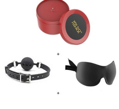 Bundle Forced Deep Throat Mouth Ball with Silicone Toys Set – Mouth Ball, Breast Clip, Eye Mask & Candle