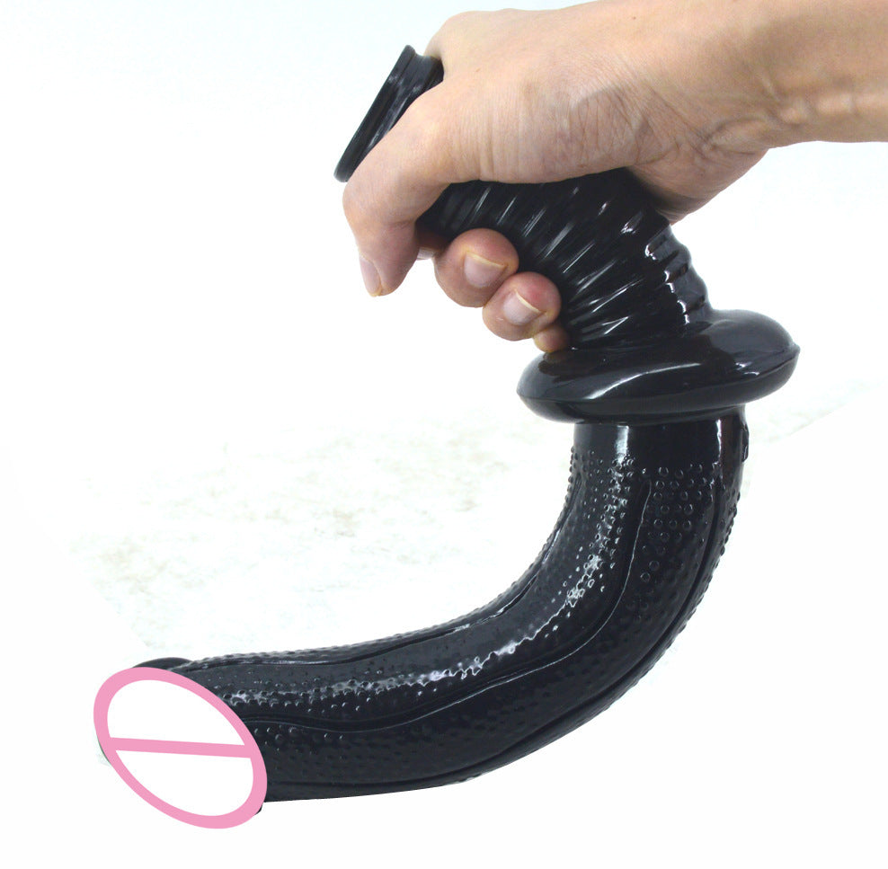 Double-Headed Handle Skin-Simulation Dildo - Black, Flesh, Latin Purple Colors
