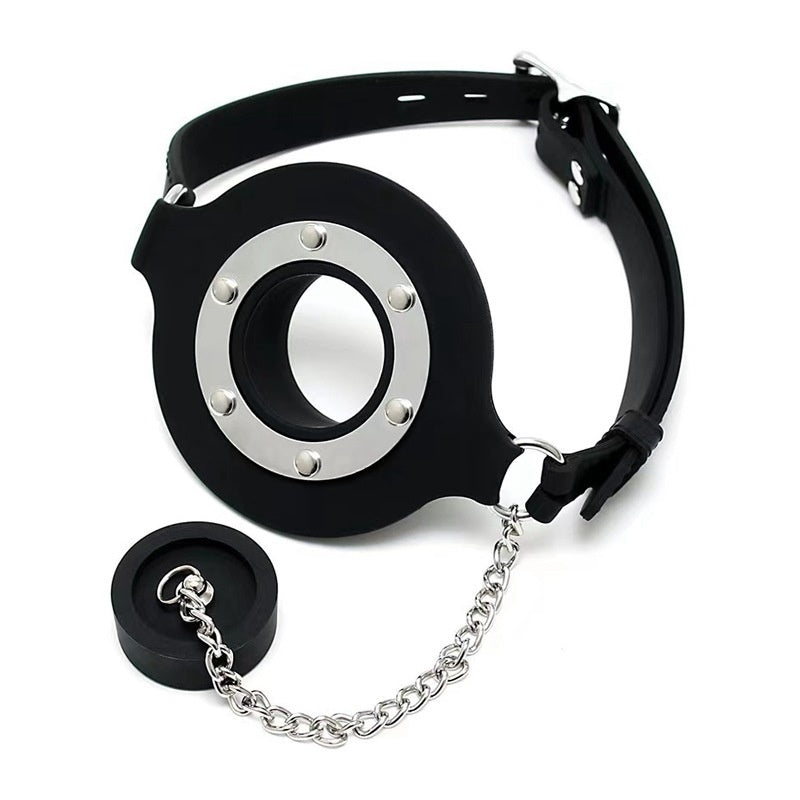 Large Diameter Silicone Mouth Gag with Discharge Spout – BDSM Deep Throat Training Device