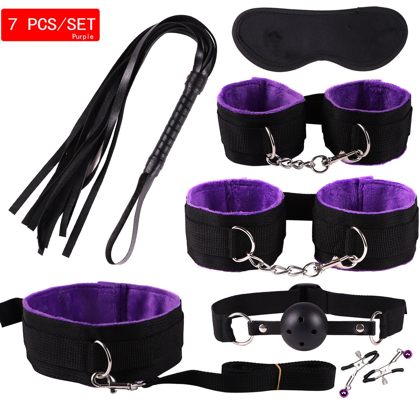 Plush Bondage Nylon Leather Suit Set | Ultimate 11-Piece BDSM Kit