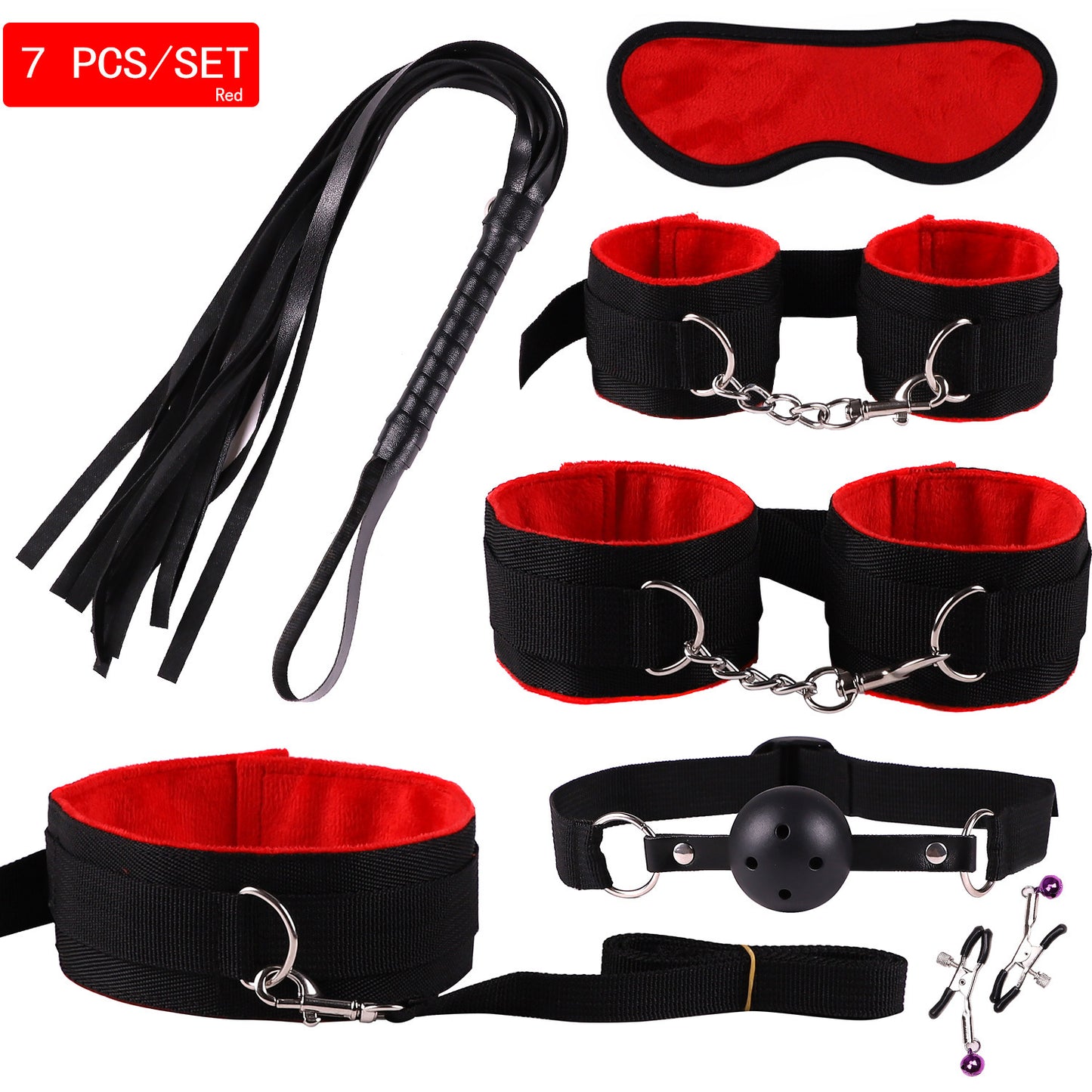 Plush Bondage Nylon Leather Suit Set | Ultimate 11-Piece BDSM Kit