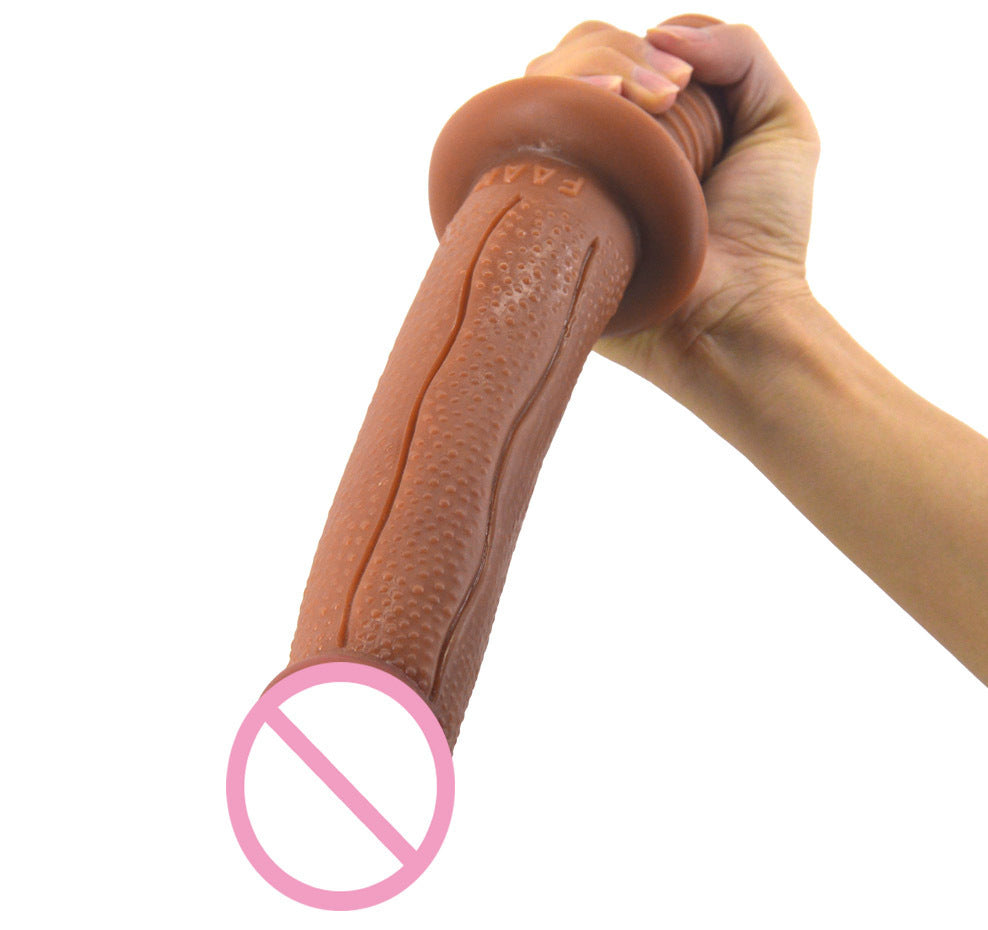 Double-Headed Handle Skin-Simulation Dildo - Black, Flesh, Latin Purple Colors
