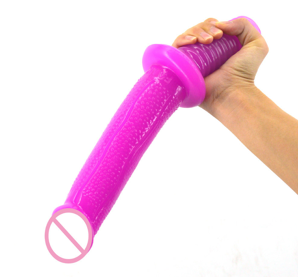 Double-Headed Handle Skin-Simulation Dildo - Black, Flesh, Latin Purple Colors