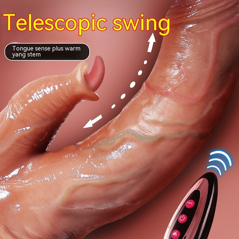 Heated Licking Tongue & Thrusting Silicone Vibrator for Women – Realistic Design