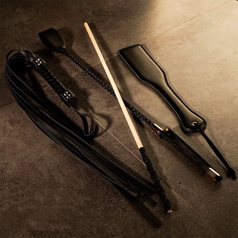 Luxury Leather and Wood Whip Set for Men and Women