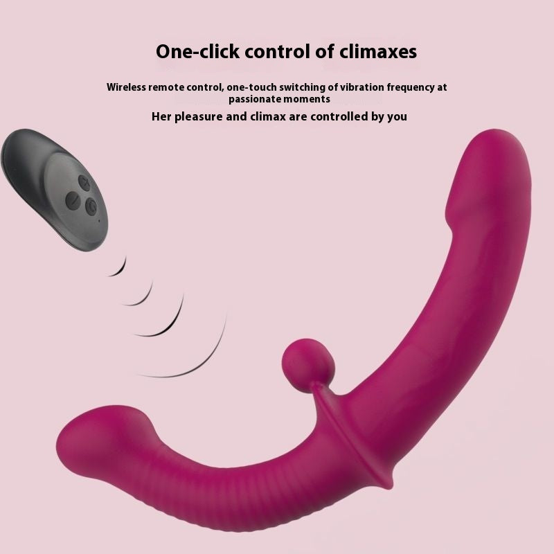 Wireless Remote Control Double-Ended Vibrator – Dual Stimulation Strap-On Dildo for Couples