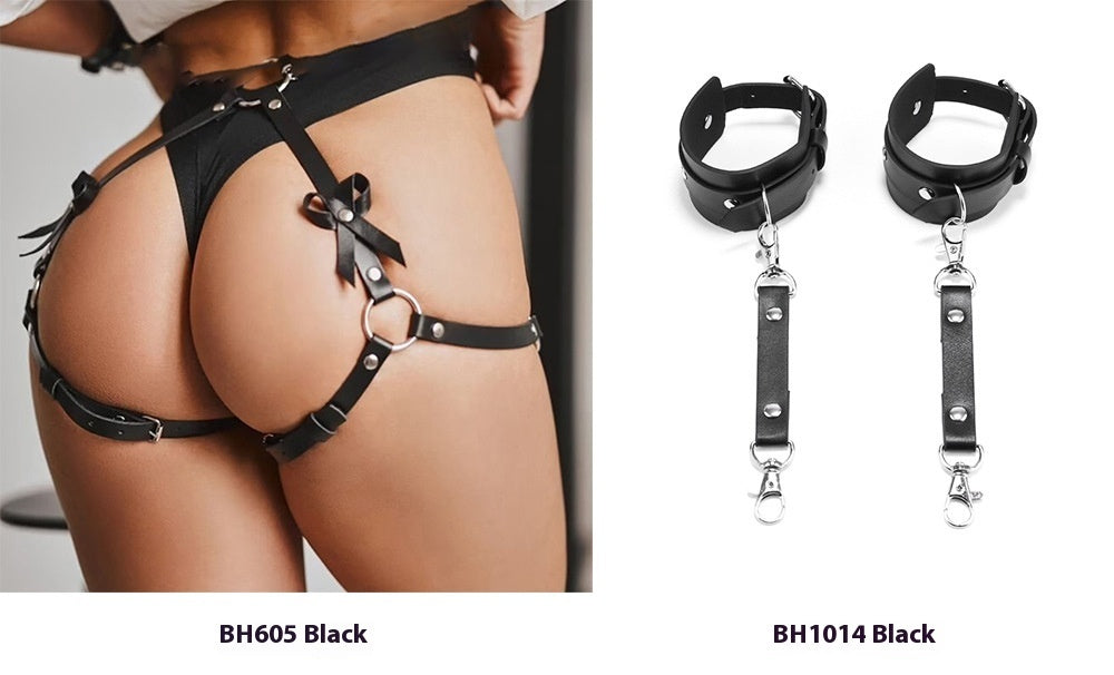Female Handcuffs Suit with Waist Belt – Bondage Set in Multiple Colors