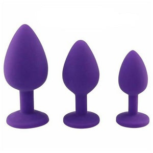 Silicone Anal Plug Set with Colorful Diamond Base - Variety of Sizes and Colors