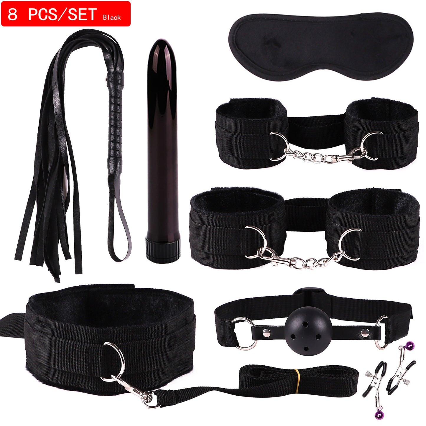 Plush Bondage Nylon Leather Suit Set | Ultimate 11-Piece BDSM Kit