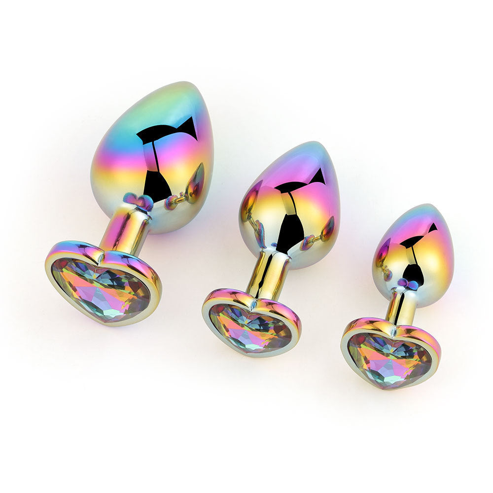 Colorful Heart-Shaped Metal Butt Plug Set – Sexy Aluminum Alloy Toys