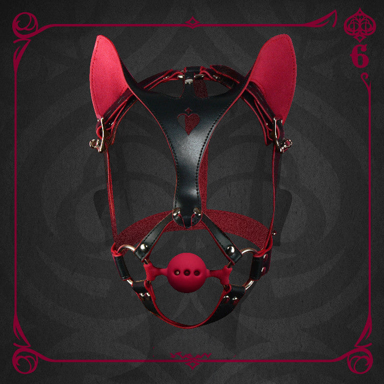Cat Mask with Horse Harness & Silicone Ball Gag | BDSM Restraint Kit