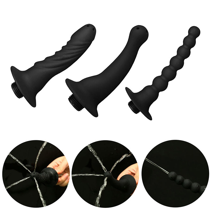 Dual-Use Silicone Cleanser for Vagina and Anus – Black Enema for Adults