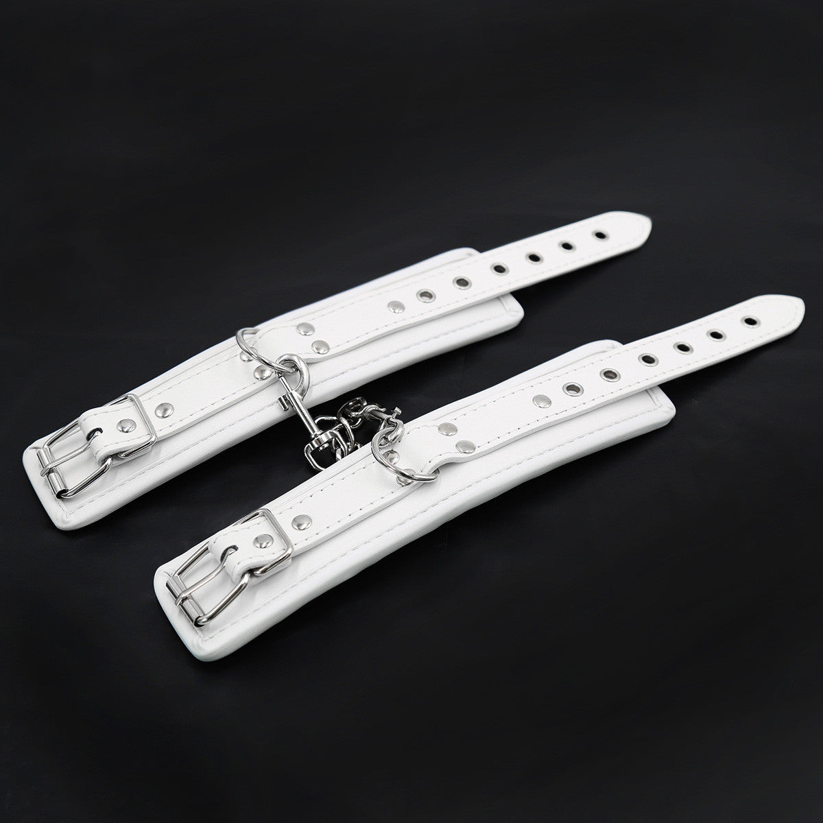 Premium White Leather Elastic Handcuffs for Couples - Plush Bondage Ankle Cuffs