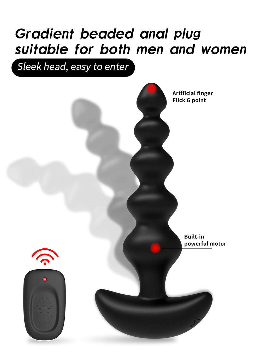 Remote Control Rechargeable Prostate Massager – Black ABS Silicone with USB Charging