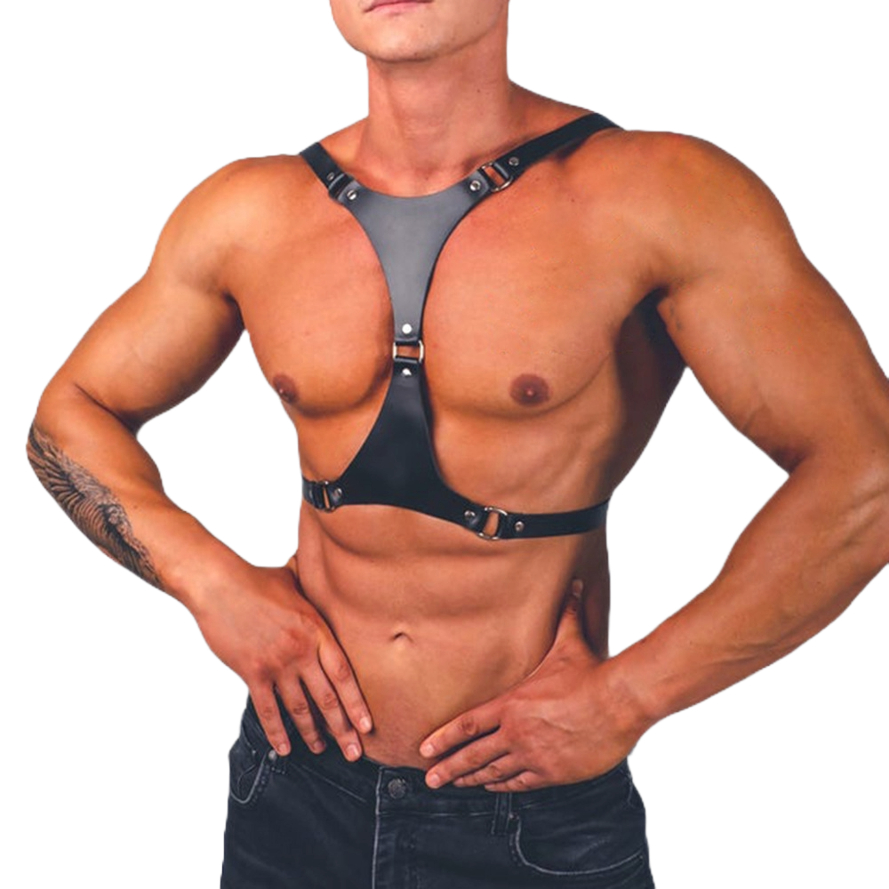 Men's PU Leather Bondage Uniform – Nightclub Style SM Underwear for Discipline Play