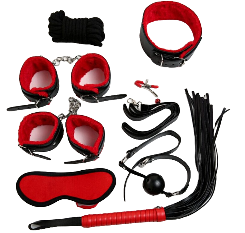 8-Piece Plush Bondage Set – Red Alternative Toys for Adventurous Play