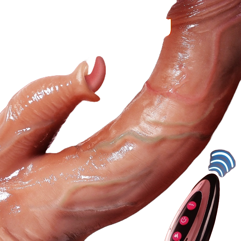 Heated Licking Tongue & Thrusting Silicone Vibrator for Women – Realistic Design
