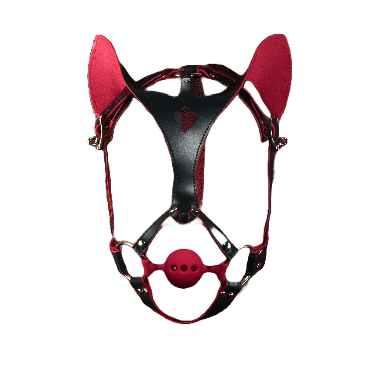 Cat Mask with Horse Harness & Silicone Ball Gag | BDSM Restraint Kit