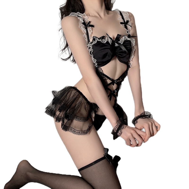 Black Silk Maid Sexy Underwear Suit