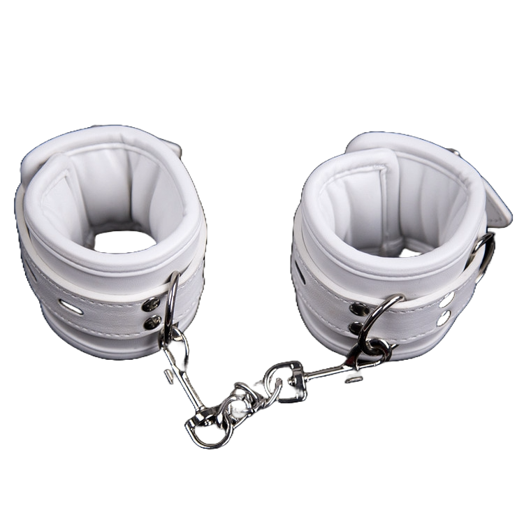 Premium White Leather Elastic Handcuffs for Couples - Plush Bondage Ankle Cuffs