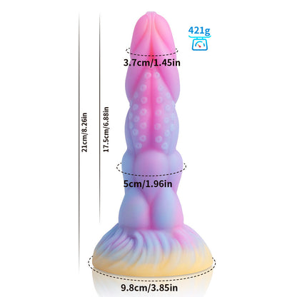 Luminous Fluorescent Mixed Color Butt Plug - Liquid Silicone Replica, Glow-in-the-Dark Feature