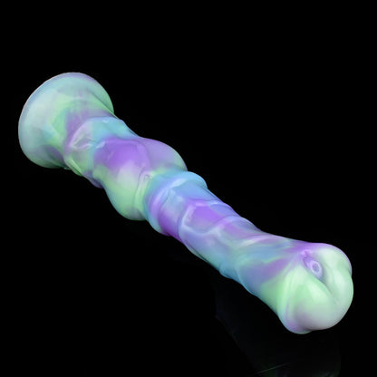 No Testes Light Stick Simulation Horse Cock Toy - Luminous Lotus and Magic Night Colors, Liquid Silicone
