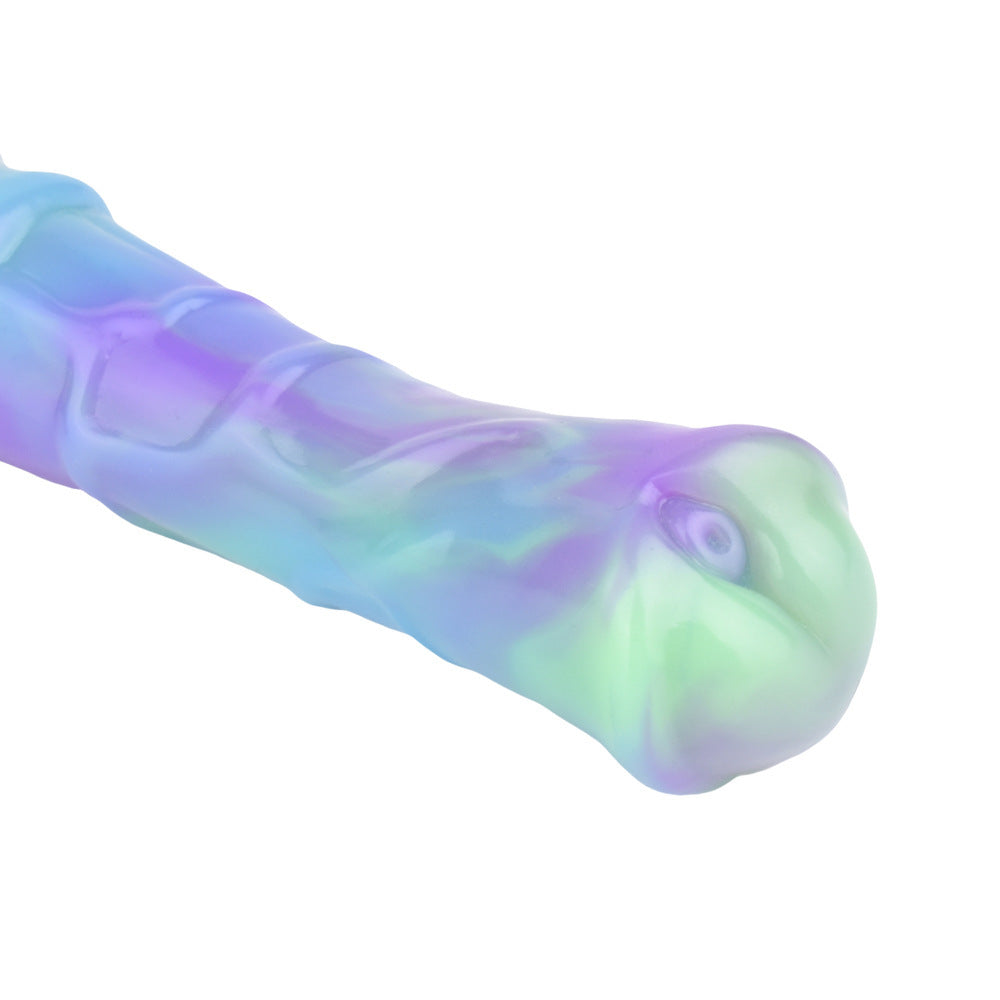 No Testes Light Stick Simulation Horse Cock Toy - Luminous Lotus and Magic Night Colors, Liquid Silicone