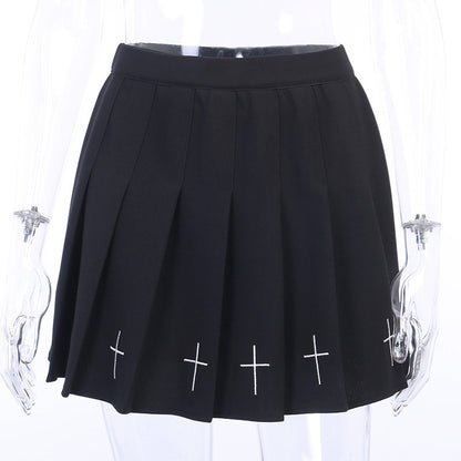 Dark Slim Pleated Skirt - Stylish and Versatile Polyester Blend Skirt