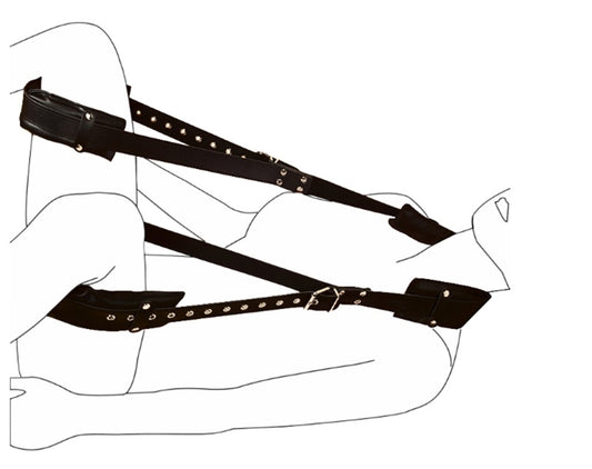 SM Fun M-Shaped Leg Restraint Belt – Leather Bondage Strap for Secure Binding & Split Legs