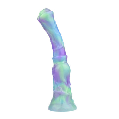 No Testes Light Stick Simulation Horse Cock Toy - Luminous Lotus and Magic Night Colors, Liquid Silicone