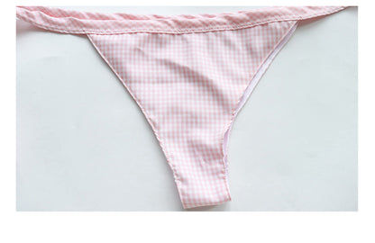 Lingerie Halter Strap Plaid Lace Bikini – White Sheer Perspective Set