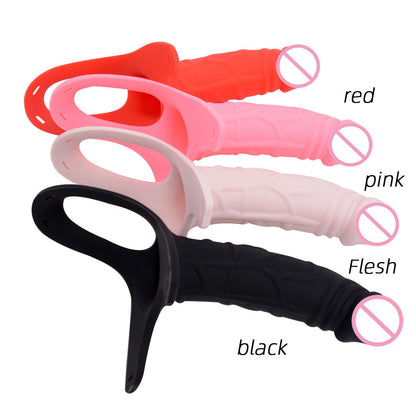 Men's Silicone Wearable Alternative - Adjustable Erotic Pants with Hollow Dildo, Multiple Sizes