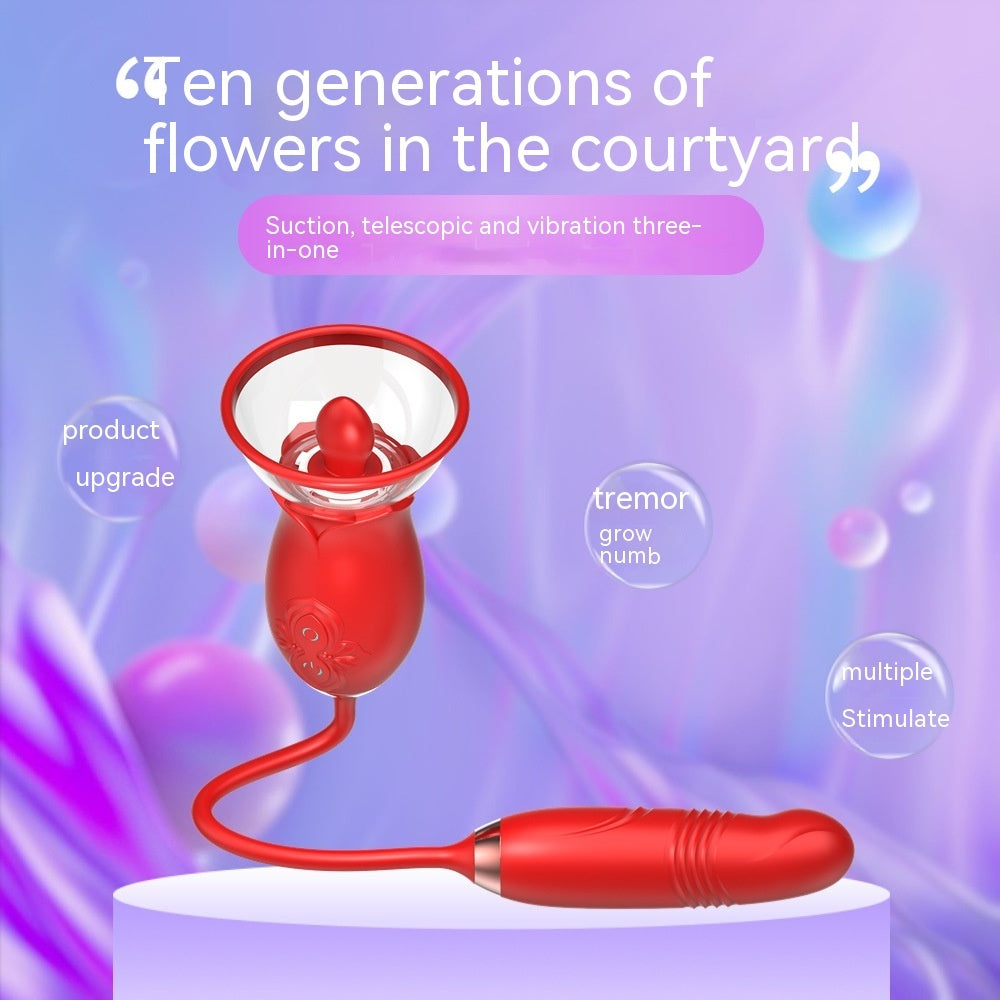 Manting Flower Rose Double-headed Sucking Tongue Licking Telescopic Vibration Device