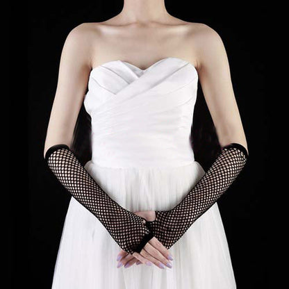 Versatile Fishnet Long Gloves - All-Match Sexy Mesh Accessories for Women